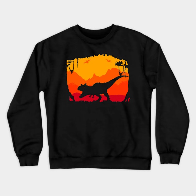 Carnotaurus Sunset Crewneck Sweatshirt by nickbeta